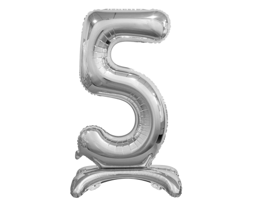 BALON BC CYFRA 5 STOJĄCY SREBRNY 29'' 74cm