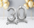 BALON BC CYFRA 0 STOJĄCY SREBRNY 29'' 74cm