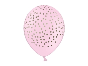 BALON RÓŻOWY KROPKI ZŁOTE 30cm 1szt