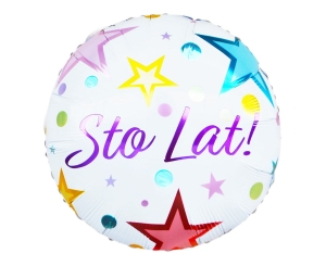 BALON GODAN STO LAT GWIAZDKI BIAŁY 18'' 46cm