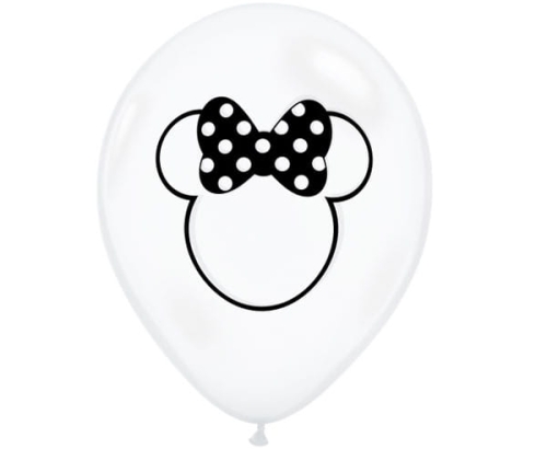 BALON BIAŁY MYSZKA MINNIE CZARNA 30cm 1szt