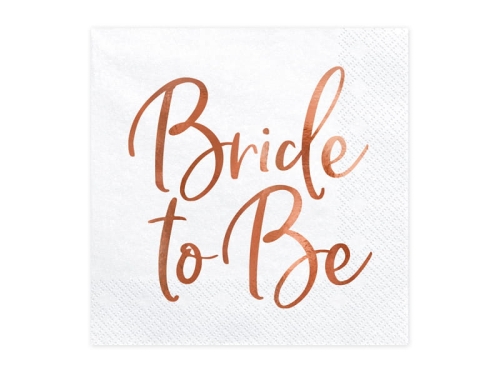 SERWETKI BRIDE TO BE BIAŁE 20szt