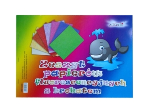 ZESZYT PAPIERÓW FLUORESCENCYJNYCH BROKAT 8krt 25x35cm