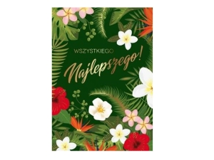 KARTKA ŻYCZENIA WSZYSTKIEGO NAJLEPSZEGO ZIELONA 17x12cm 1szt
