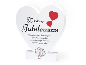 STATUETKA SERCE JUBILEUSZ BIAŁA 13x13cm