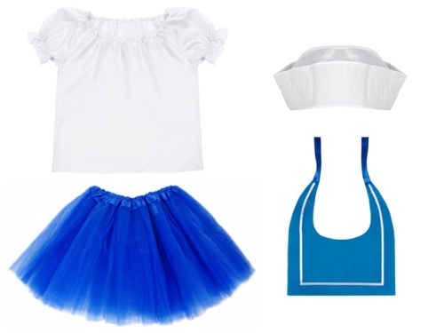 ZESTAW MARYNARZ BIAŁO-NIEBIESKI 116-128 4el