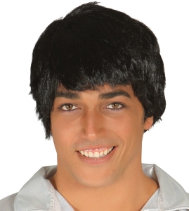 PERUKA KRÓTKA Z GRZYWKĄ CZARNA