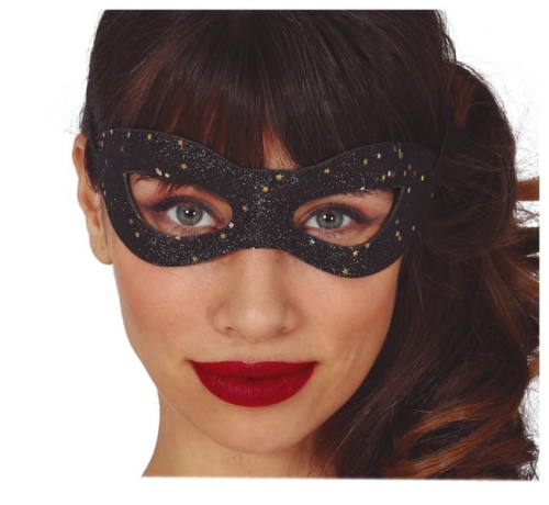 MASKA BROKATOWA GWIAZDKI CZARNA