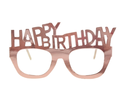 OKULARY PAPIEROWE HAPPY BIRTHDAY RÓŻOWE ZŁOTO 4szt.