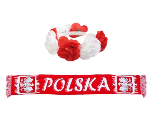 ZESTAW KIBICA BIAŁO-CZERWONY 2el