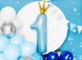 BALON CYFRA 1 KORONA BŁĘKIT 35'' 90cm