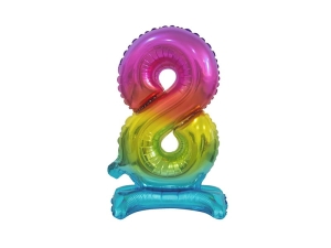 BALON BC CYFRA 8 STOJĄCY TĘCZOWY 15'' 38cm