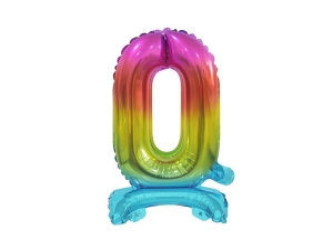 BALON BC CYFRA 0 STOJĄCY TĘCZOWY 15'' 38cm