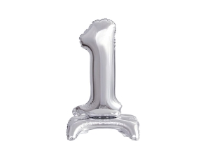 BALON GODAN BC CYFRA 1 STOJĄCY SREBRNY 15'' 38cm