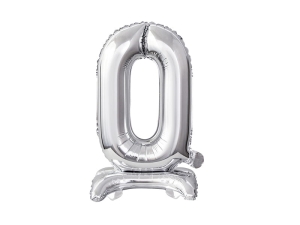 BALON GODAN BC CYFRA 0 STOJĄCY SREBRNY 15'' 38cm