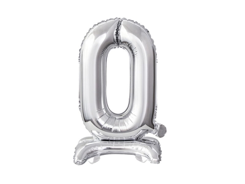 BALON BC CYFRA 0 STOJĄCY SREBRNY 15'' 38cm