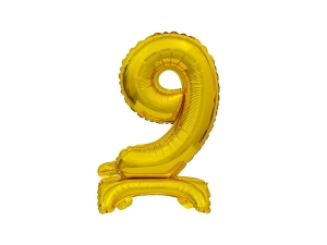 BALON BC CYFRA 9 STOJĄCY ZŁOTY 15'' 38cm