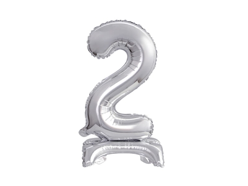 BALON BC CYFRA 2 STOJĄCY SREBRNY 15'' 38cm