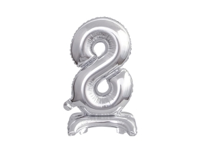 BALON BC CYFRA 8 STOJĄCY SREBRNY 15'' 38cm