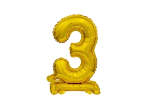 BALON BC CYFRA 3 STOJĄCY ZŁOTY 15'' 38cm