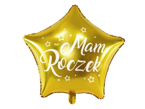 BALON GWIAZDKA MAM ROCZEK ZŁOTY 19'' 48cm