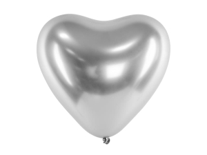 BALON SERCE GLOSSY SREBRNY 30cm 1szt