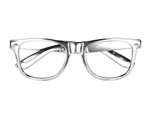 OKULARY PLASTIKOWE SREBRNE 1szt