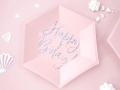 TALERZYKI PAPIEROWE HAPPY BDAY JASNORÓŻOWE 20cm 6szt