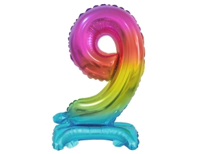 BALON GODAN BC CYFRA 9 STOJĄCY TĘCZOWY 29'' 74cm