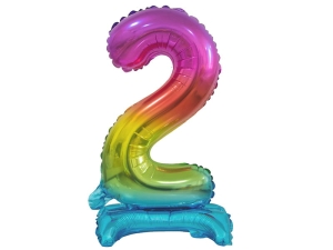 BALON BC CYFRA 2 STOJĄCY TĘCZOWY 29'' 74cm