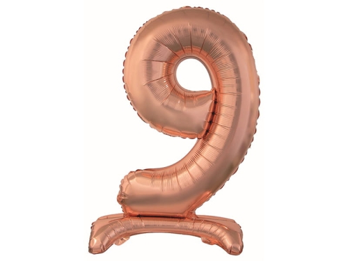 BALON BC CYFRA 9 STOJĄCY RÓŻOWE ZŁOTO 29'' 74cm