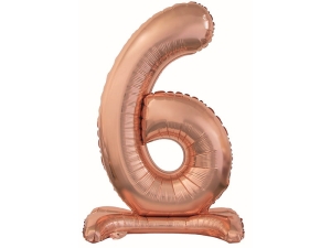 BALON BC CYFRA 6 STOJĄCY RÓŻOWE ZŁOTO 29'' 74cm