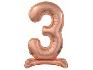 BALON BC CYFRA 3 STOJĄCY RÓŻOWE ZŁOTO 29'' 74cm