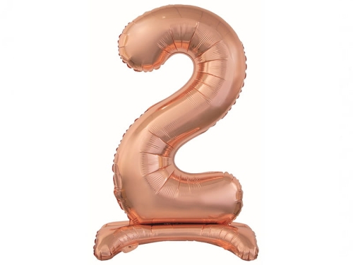 BALON BC CYFRA 2 STOJĄCY RÓŻOWE ZŁOTO 29'' 74cm