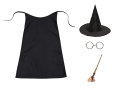 ZESTAW HARRY POTTER CZARNY PELERYNA 75cm 4el