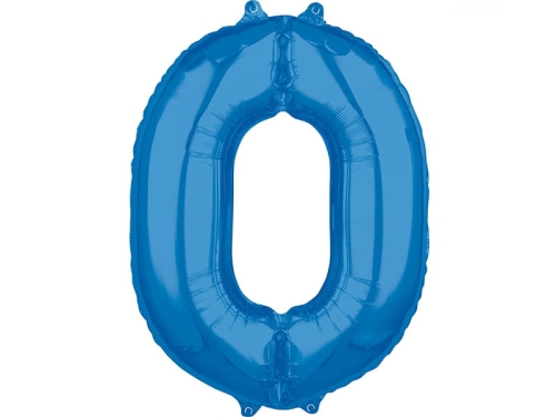 BALON CYFRA 0 NIEBIESKI 26'' 66cm