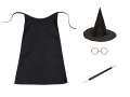ZESTAW HARRY POTTER CZARNY PELERYNA 75cm 4el