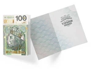 KARTKA URODZINY BANKNOT 100 ZŁ KRÓL ŻYCIA ZIELONA 17x12cm