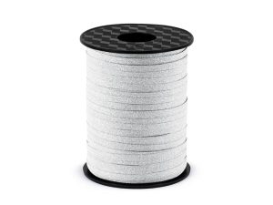 WSTĄŻKA DO BALONÓW BROKAT SREBRNA 225m