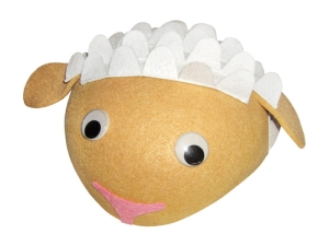 CZAPKA OWIECZKA RUCHOME OCZY BRĄZOWO-BIAŁA