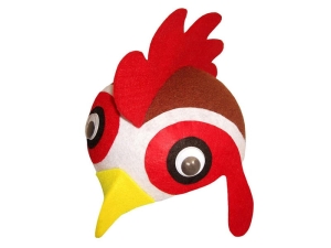 CZAPKA KOGUT RUCHOME OCZY CZERWONO-BRĄZOWA