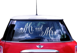 NAKLEJKA NA SAMOCHÓD MR AND MRS BIAŁA