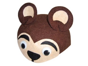 CZAPKA MIŚ RUCHOME OCZY BRĄZOWA