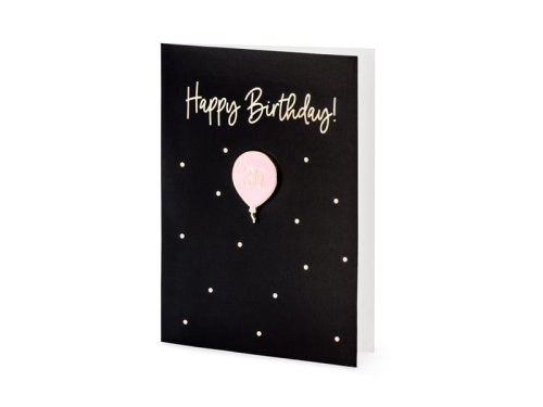 KARTKA URODZINOWA HAPPY BIRTHDAY BALON CZARNA 10,5x15cm