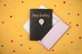 KARTKA URODZINOWA HAPPY BIRTHDAY BALON CZARNA 10,5x15cm