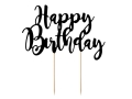 KRATECZKA NA PIKU TOPPER HAPPY BIRTHDAY CZARNY 22,5cm