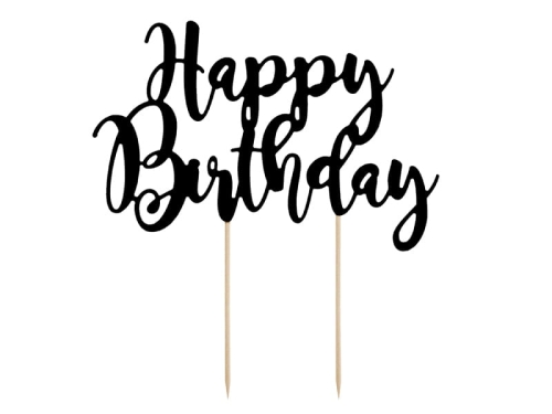 KRATECZKA NA PIKU TOPPER HAPPY BIRTHDAY CZARNY 22,5cm