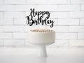 KRATECZKA NA PIKU TOPPER HAPPY BIRTHDAY CZARNY 22,5cm