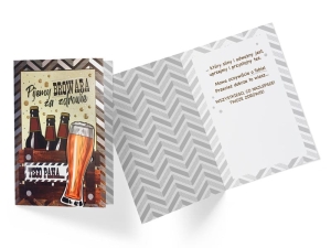 KARTKA URODZINOWA ZA ZDROWIE TEGO PANA BROWAR 17x12cm 1szt