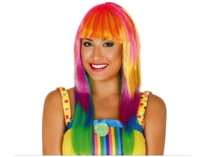 PERUKA DŁUGA PROSTA Z GRZYWKĄ KOLOROWA